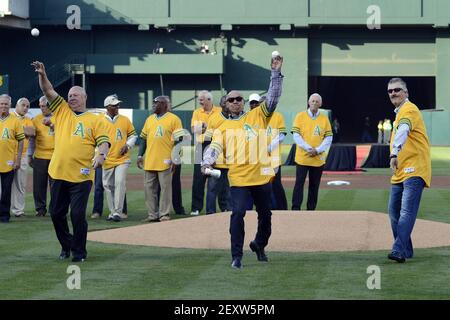 Members of the 1974 Oakland Athletics celebrate the 40th