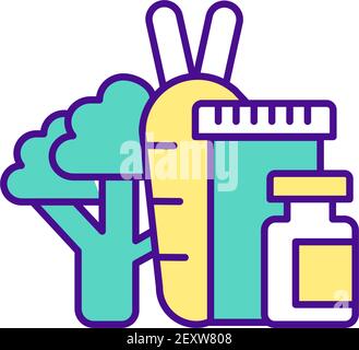 Healthy vegetarian food with vitamins RGB color icon. Stock Vector