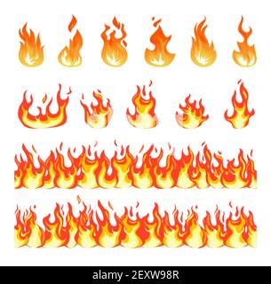 Seamless fire blaze. Cartoon horizontal seamless fire flame patterns ...