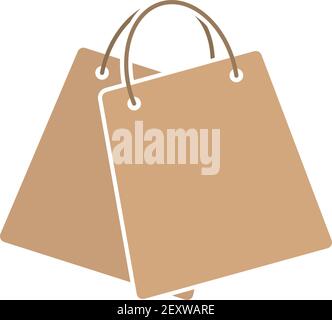 Two Shopping Bags Icon. Flat Color Design. Vector Illustration. Stock Vector