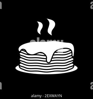 Hot pancakes with syrup dark mode glyph icon Stock Vector