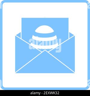 Envelop With Easter Egg Icon. Blue Frame Design. Vector Illustration. Stock Vector