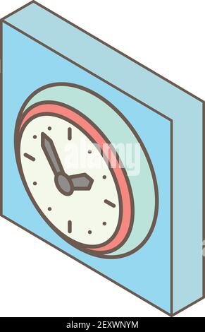 Wall clock icon. Isometric illustration of wall clock vector icon for web Stock Vector