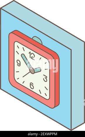 Square clock icon. Isometric illustration of square clock vector icon for web Stock Vector