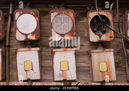 Old Home Fuse Box Panel Rusted Electrical Equipment Stock Photo