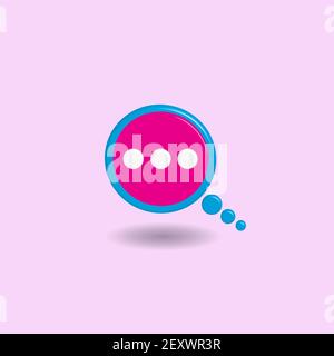 Abstract rounded speech bubble isolated on pastel pink color background. Creative 3D Vector illustration. Blue, white, magenta Stock Vector