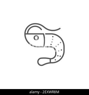 Shrimp seafood icon, color, line, outline vector sign, linear style pictogram isolated on white. Symbol, logo illustration Stock Vector
