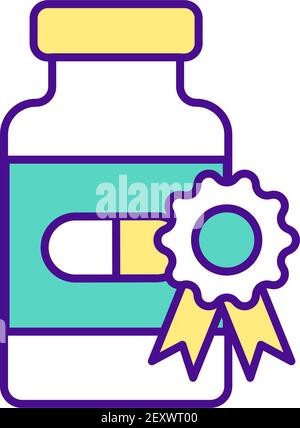 Certified medicines RGB color icon Stock Vector