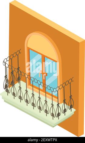 Forged balcony icon. Isometric illustration of forged balcony vector icon for web Stock Vector