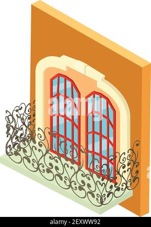 Beautiful balcony icon. Isometric illustration of beautiful balcony vector icon for web Stock Vector