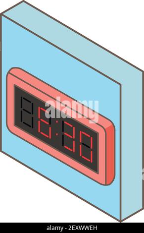 Digital clock icon. Isometric illustration of digital clock vector icon for web Stock Vector