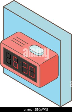 Digital alarmclock icon. Isometric illustration of digital alarmclock vector icon for web Stock Vector