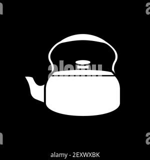 Tea kettle dark mode glyph icon Stock Vector