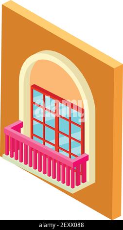 Hotel balcony icon. Isometric illustration of hotel balcony vector icon for web Stock Vector