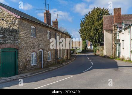 Wallflower Row, cottages in the Herefordshire UK village of Mordiford. February 2021. Stock Photo