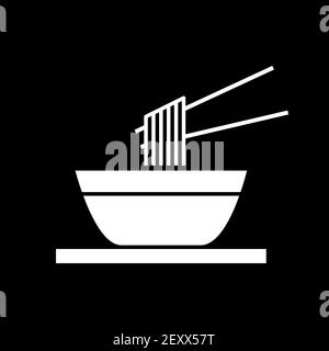 Noodles bowl dark mode glyph icon Stock Vector