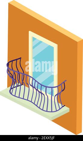 Stylish balcony icon. Isometric illustration of stylish balcony vector icon for web Stock Vector