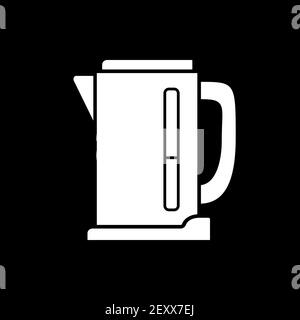 Electric kettle dark mode glyph icon Stock Vector