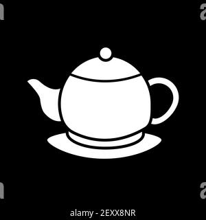 Ceramic teakettle dark mode glyph icon Stock Vector