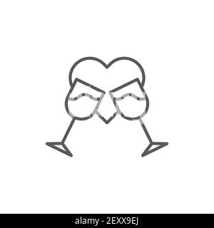 Romantic dinner icon, color, line, outline vector sign, linear style pictogram isolated on white. Symbol, logo illustration Stock Vector