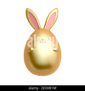 3d golden rabbit isolated on white background. Animal elements suitable for Easter decoration. Stock Vector