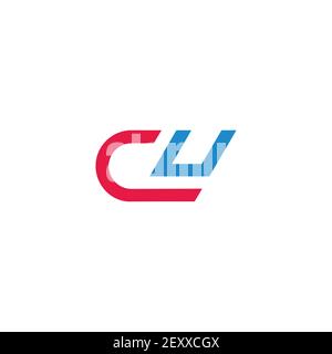 abstract letter cu simple geometric line logo vector Stock Vector