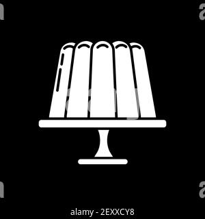 Pudding on platter dark mode glyph icon Stock Vector