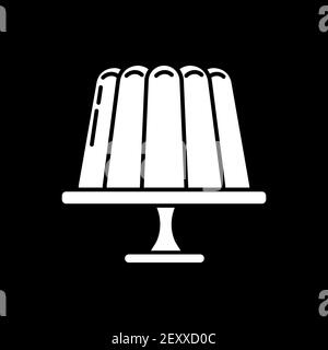 Pudding on platter dark mode glyph icon Stock Vector