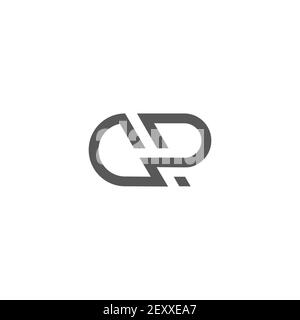 abstract letter cp simple geometric line flat logo vector Stock Vector