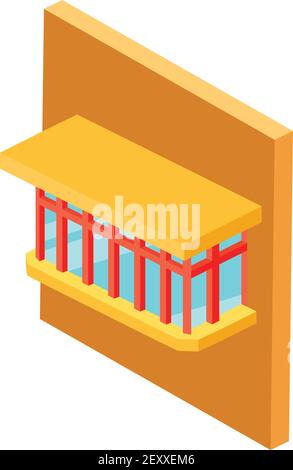 Glazed balcony icon. Isometric illustration of glazed balcony vector icon for web Stock Vector