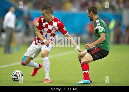 Mexico's team during the group A 2014 FIFA World Cup soccer match between  Croatia and Mexico, in Arena Pernambuco Stadium in Recife, Brazil, on June  23, 2014. Photo by Omar Martinez/ Mexsport/