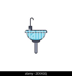 Sink unit icon, color, line, outline vector sign, linear style pictogram isolated on white. Symbol, logo illustration Stock Vector