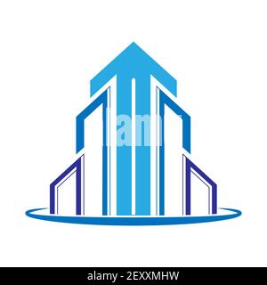 Logo template for construction and real estate, rental, rental, sale and purchase of housing. Vector illustration, flat design. Stock Vector