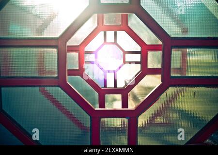 abstract background minimalist with light flare and pattern of geometric shapes Stock Photo