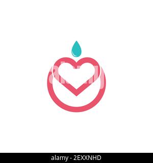 clean apple fruit fresh water symbol label vector Stock Vector