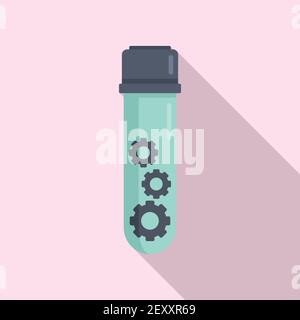 Nanotechnology test tube icon, flat style Stock Vector