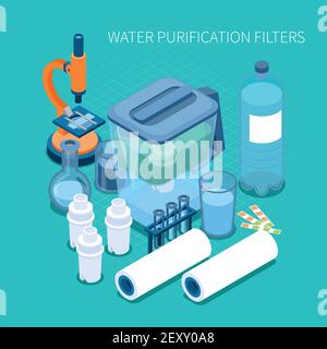 Laboratory equipment isometric composition on gradient background with ...