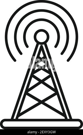 Radio tower icon, outline style Stock Vector