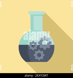 Chemical flask nanotechnology icon, flat style Stock Vector