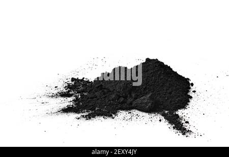 Black bamboo activated charcoal powder isolated on white background Stock Photo