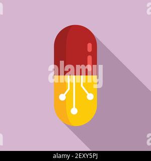 Nanotechnology medical capsule icon, flat style Stock Vector