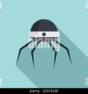 Nanotechnology microchip icon, flat style Stock Vector