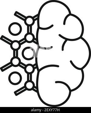 Brain nanotechnology icon, outline style Stock Vector