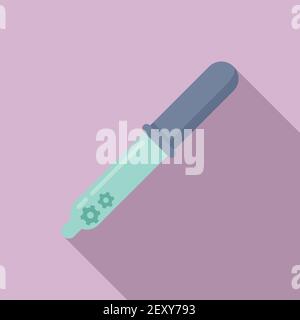 Nanotechnology pipette icon, flat style Stock Vector