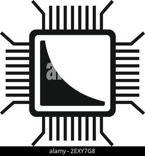 Nanotechnology pc microchip icon, simple style Stock Vector