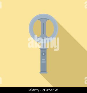 Circle metal detector icon, flat style Stock Vector