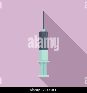 Nanotechnology syringe icon, flat style Stock Vector