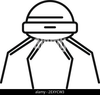 Nanotechnology microchip icon, outline style Stock Vector