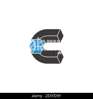 letter c box simple geometric flat 3d design logo vector Stock Vector