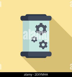 Cylinder nanotechnology icon, flat style Stock Vector